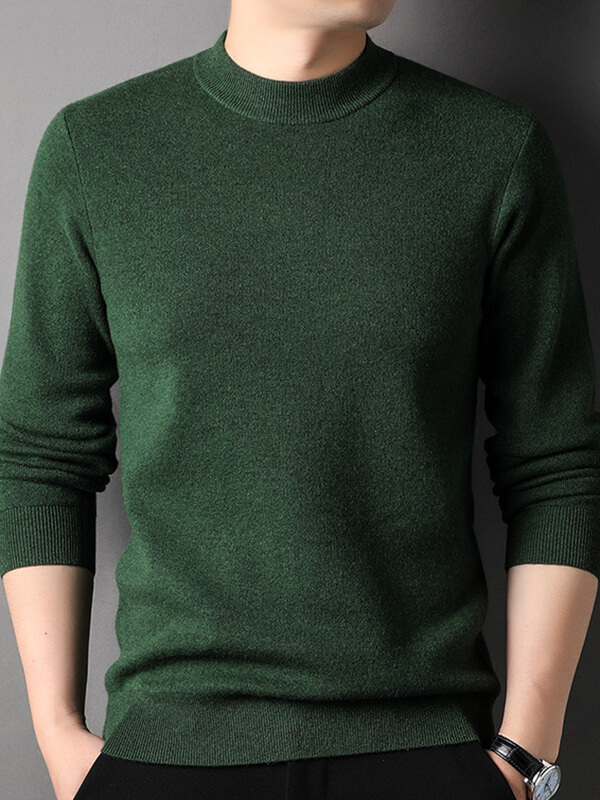 Thickened Mock Neck Cashmere Pullover Sweater For Men