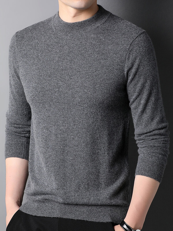 Thickened Mock Neck Cashmere Pullover Sweater For Men