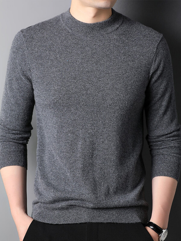 Thickened Mock Neck Cashmere Pullover Sweater For Men