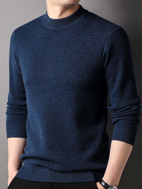 Thickened Mock Neck Cashmere Pullover Sweater For Men