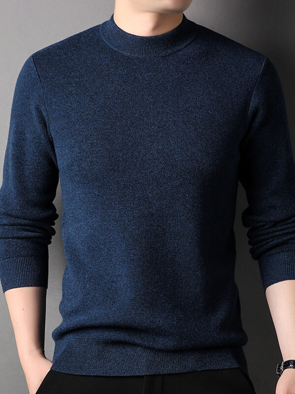 Thickened Mock Neck Cashmere Pullover Sweater For Men