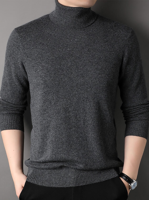 Men's Basic Pure Cashmere Turtleneck Sweater