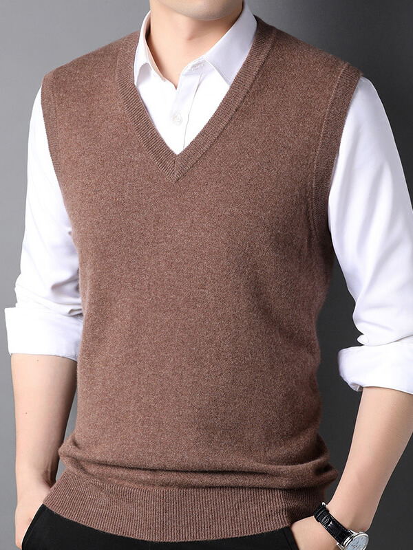 Men's V-Neck Sleeveless Cashmere Sweater Vest