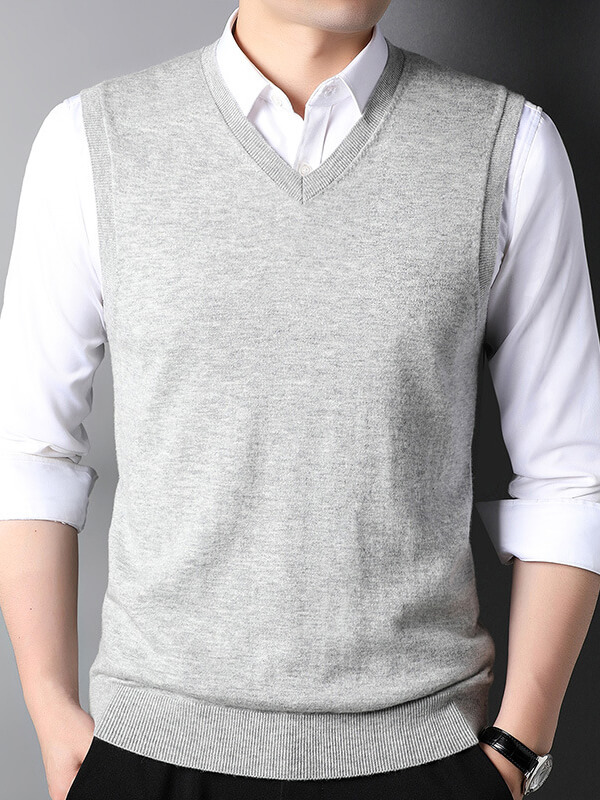 Men's V-Neck Sleeveless Cashmere Sweater Vest