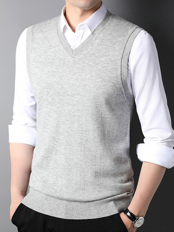 Men's V-Neck Sleeveless Cashmere Sweater Vest