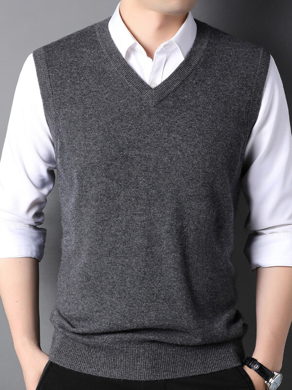 Men's V-Neck Sleeveless Cashmere Sweater Vest