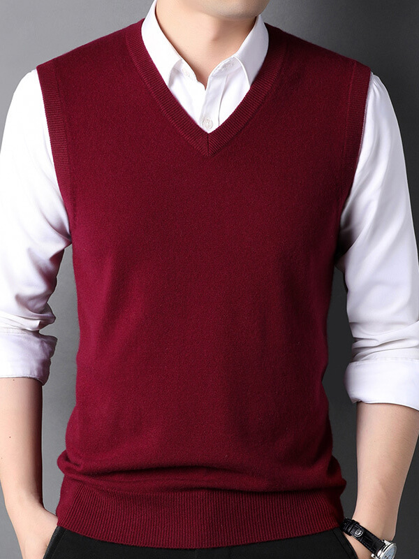 Men's V-Neck Sleeveless Cashmere Sweater Vest