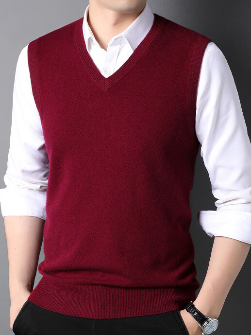 Men's V-Neck Sleeveless Cashmere Sweater Vest