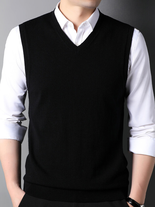 Men's V-Neck Sleeveless Cashmere Sweater Vest