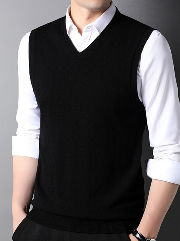 Men's V-Neck Sleeveless Cashmere Sweater Vest