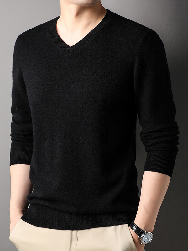 V-Neck Cashmere Pullover Sweater For Men