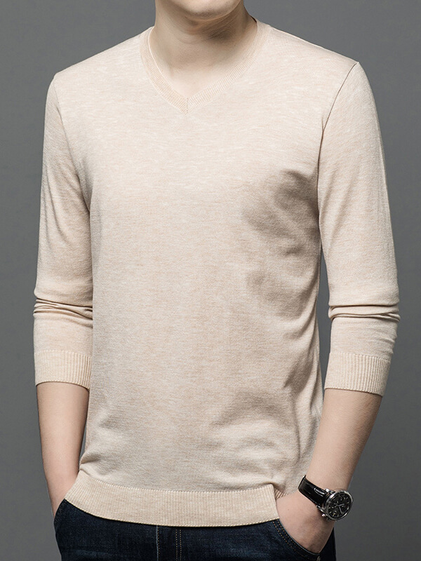 V-Neck Cashmere Pullover Sweater For Men