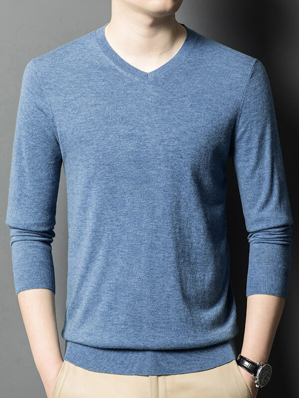 V-Neck Cashmere Pullover Sweater For Men