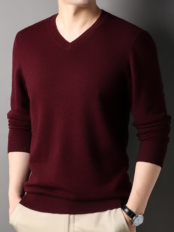 V-Neck Cashmere Pullover Sweater For Men