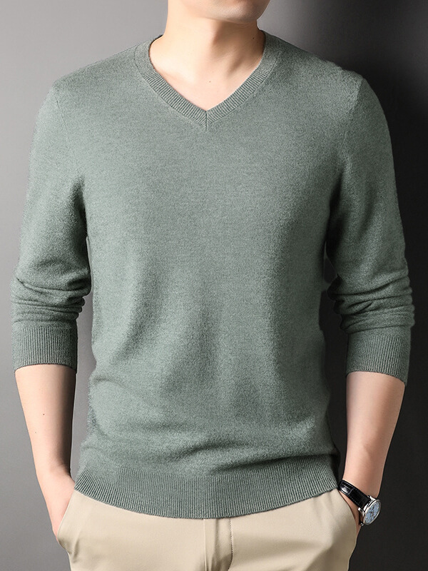 V-Neck Cashmere Pullover Sweater For Men