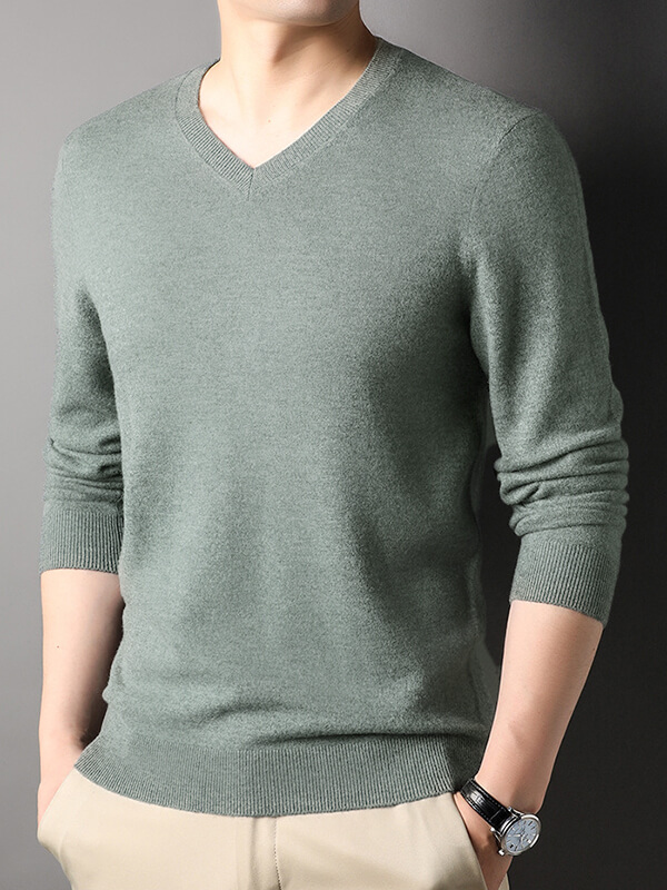 V-Neck Cashmere Pullover Sweater For Men