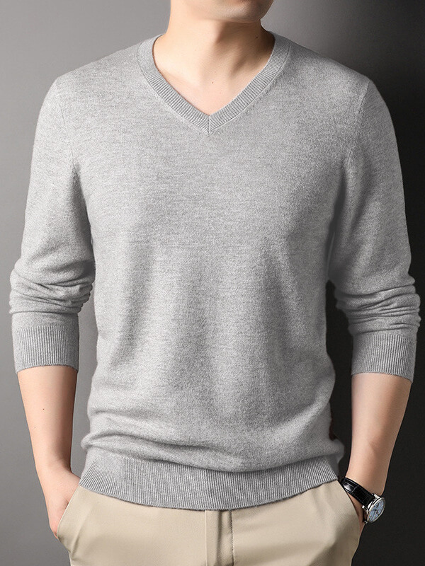 V-Neck Cashmere Pullover Sweater For Men