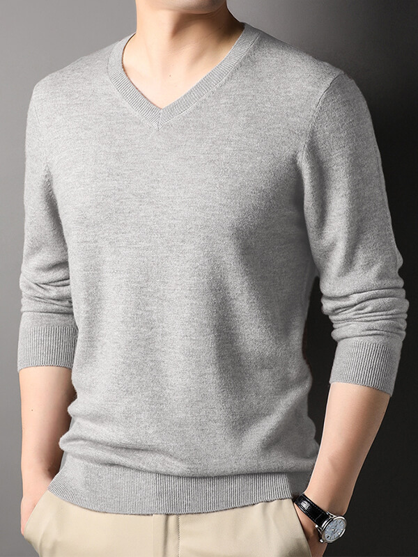 V-Neck Cashmere Pullover Sweater For Men