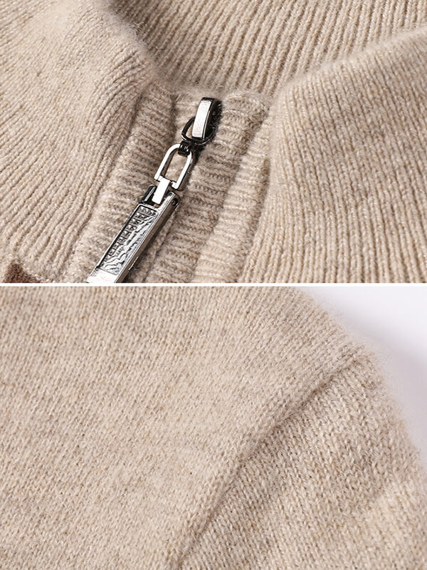 Men's Long Sleeve Mock Neck Quarter-Zip Cashmere Sweater