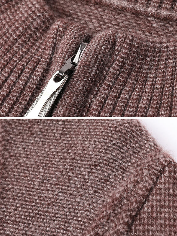 Men's Cashmere Quarter-Zip Sweater with Diamond Knit Pattern