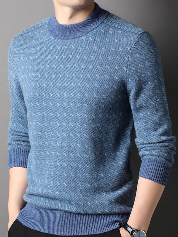 Men’s Textured 100% Premium Cashmere Mock Neck Sweater