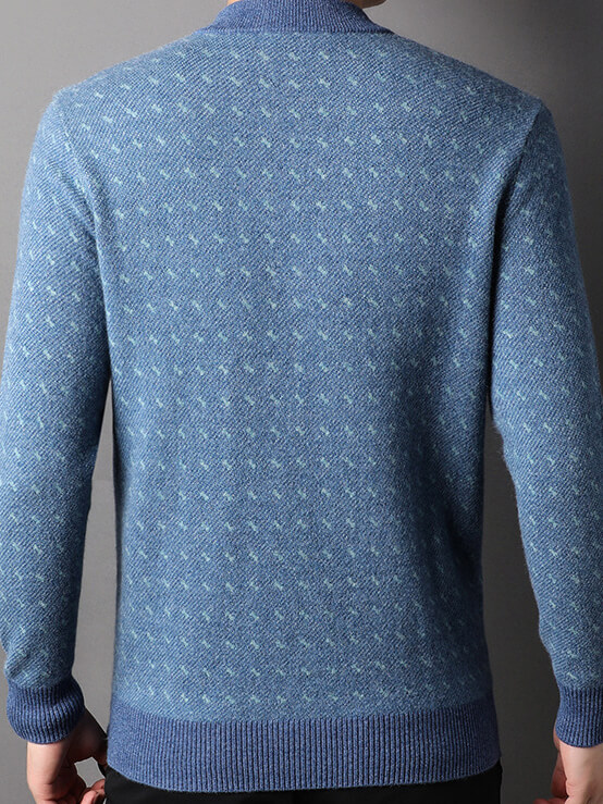 Men’s Textured 100% Premium Cashmere Mock Neck Sweater