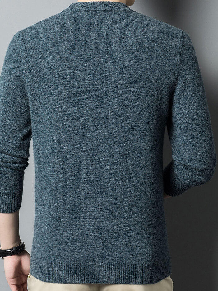 Classic Cable-Knit Mock Neck Cashmere Sweater for Men