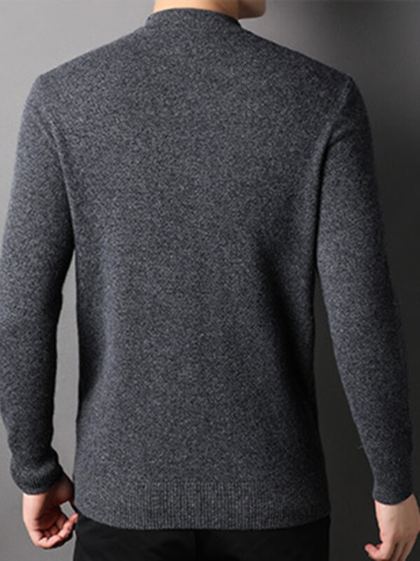 Classic Herringbone Mock Neck Cashmere Sweater for Men