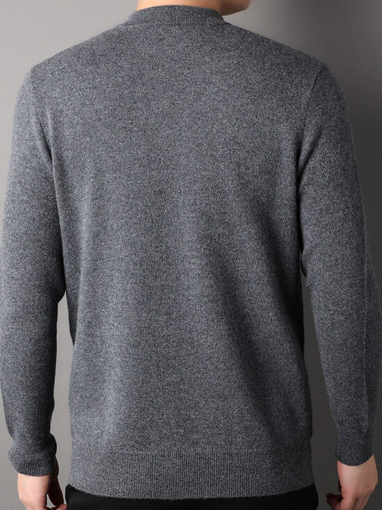 Men's Elegant Diagonal Texture Mock Neck Cashmere Sweater