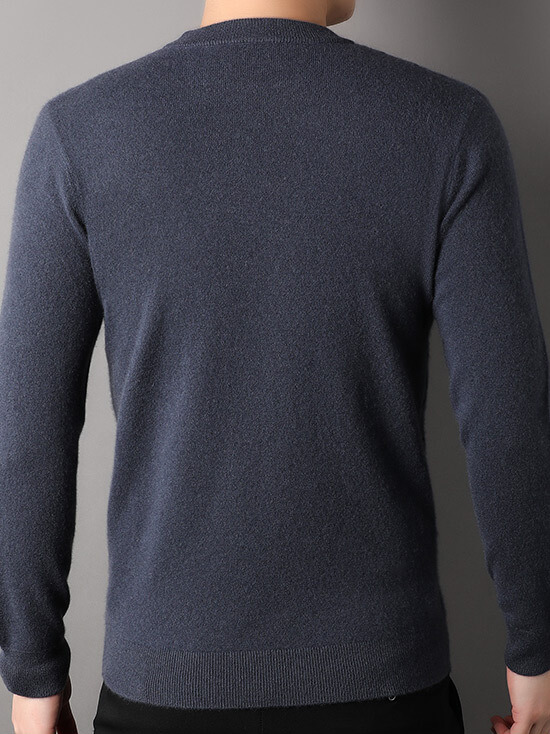 Luxurious Diamond Knit Crew Neck Cashmere Sweater for Men