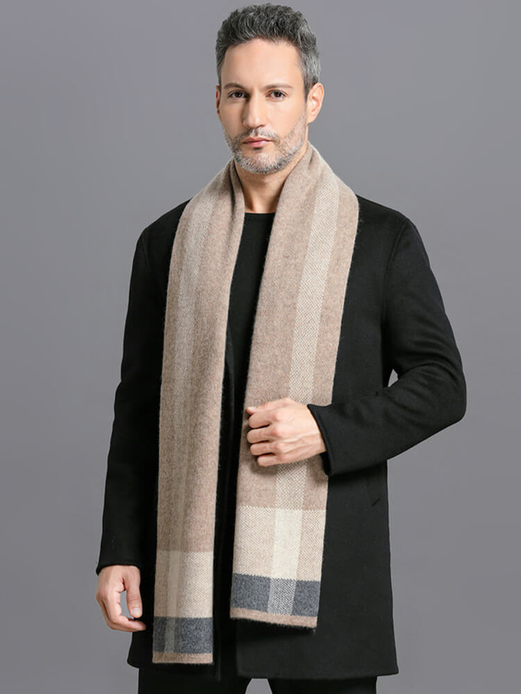 Men's Classic Plaid Long Cashmere Scarf