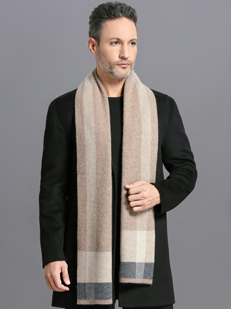 Men's Classic Plaid Long Cashmere Scarf