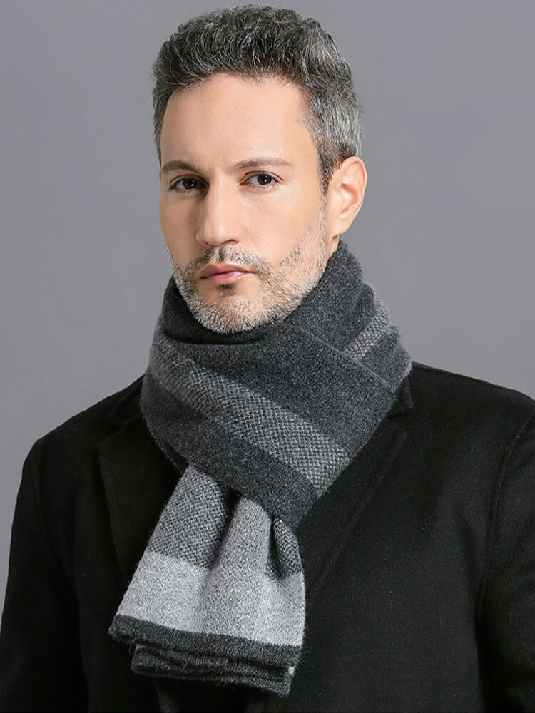 Men's Classic Plaid Long Cashmere Scarf