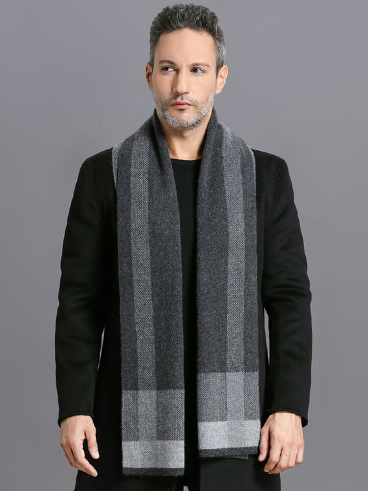 Men's Classic Plaid Long Cashmere Scarf