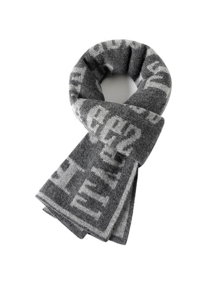 Men's Letter Pattern Long Cashmere Scarf